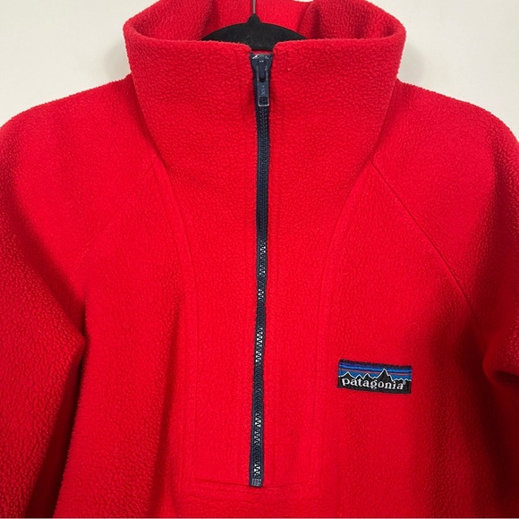 Vintage Patagonia Quarter Zip XL Pullover Fleece 80s Gorpcore Funnel Neck Red - Picture 2 of 10